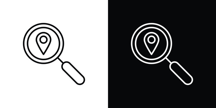 Search Location icon outline stroke in black.