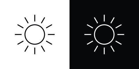 Fototapeta premium Sun icon outline stroke in black.