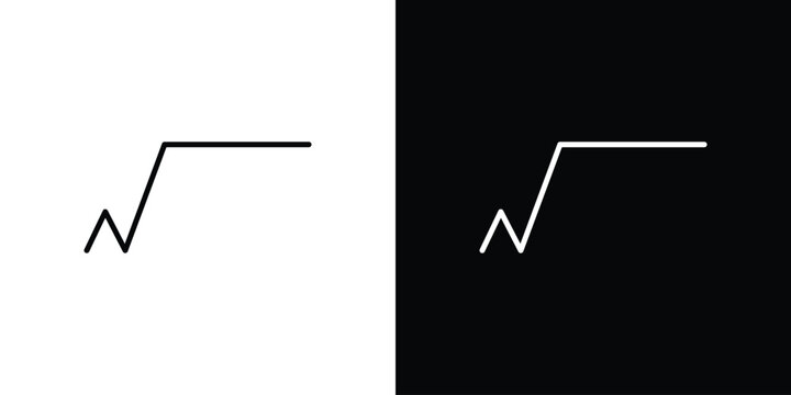 Square root icon outline stroke in black.