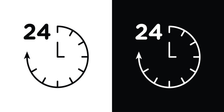 Time twenty four icon outline stroke in black.