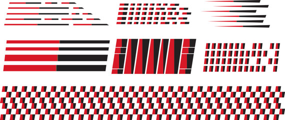 Modern checkered racing motion stripe. Sports car livery templates and abstract velocity pattern graphics containing modern vector design © fatima