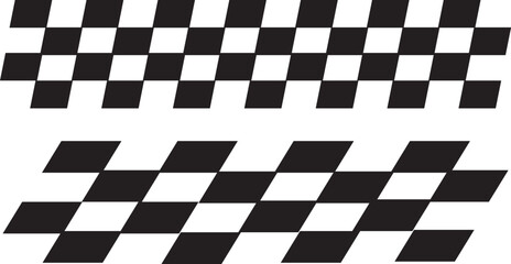 Checkered racing motion stripe. Speed flag graphic elements for automotive tuning and motorsport decal designs containing creative flat vector © fatima
