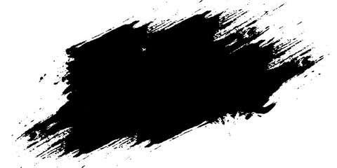 A striking black ink splash with a distressed texture and rough brush strokes, perfect for graphic design and artistic backgrounds. © MdKefaitUllah