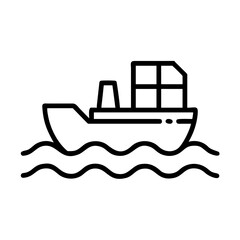 Obraz premium Cargo ship sailing on wavy water, container transport, freight logistics, international trade.
