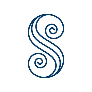 Blue spiral letter S monogram logo design.