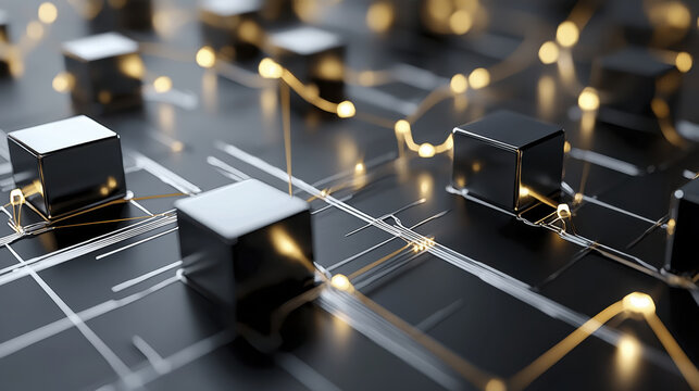 Futuristic quantum computer system with interconnected nodes and glowing circuits, showcasing advanced technology