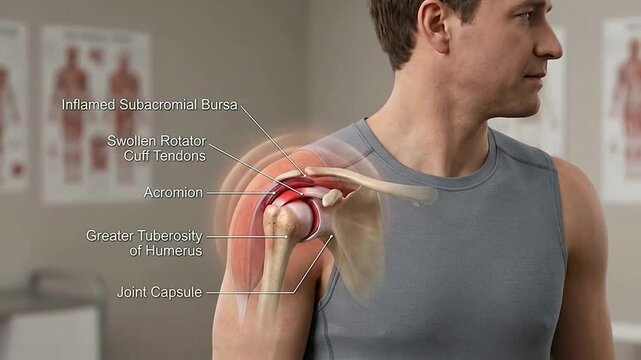 Male Athlete with Shoulder Injury Animation for Sports Medicine