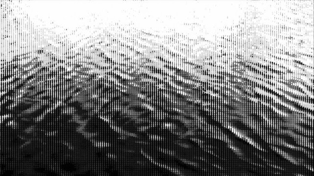 Abstract gritty digital noise with pixelated scan lines, black and white distressed texture, moody vintage flickering