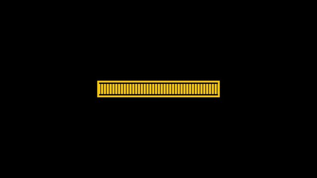 Progress bar animation with yellow colour loading bar animation on black background.