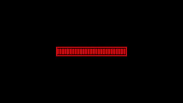 Progress bar animation with alpha channel, red colour loading bar animation on black background