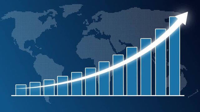 Business growth concept in graph chart showing marketing sales profit increasing to future target . Illustrating strong revenue growth, financial success, positive analytics, and market development.