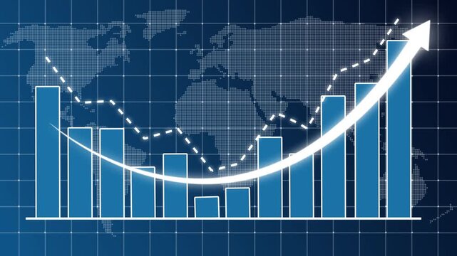 Business graph chart showing recovery with rising curved arrow after decline. Represents turnaround, revenue growth, financial improvement, market rebound, marketing, positive performance trends. 4k