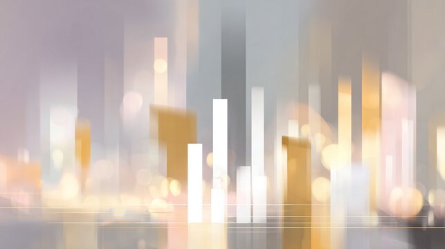 Luxury business background with glowing gold bar charts and silv