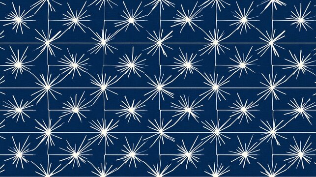 Traditional Japanese asanoha hemp leaf pattern in indigo dye sty