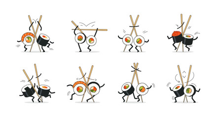 Dancing Sushi Character Illustration Set © Duniastock