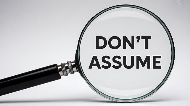 Critical thinking concept with do not assume message