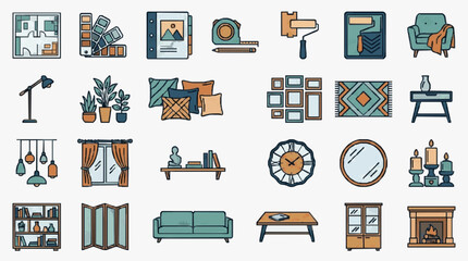 Decorative Home Interior Elements Collection. © Mbak