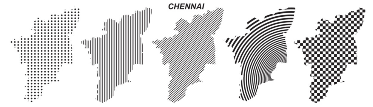 Chennai map infographic design element, black abstract geometric pattern style Chennai country landscape outline shape vector illustration