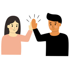 Fototapeta premium Couple give a high-five with joyful expressions