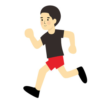 Young man runs joyfully in motion