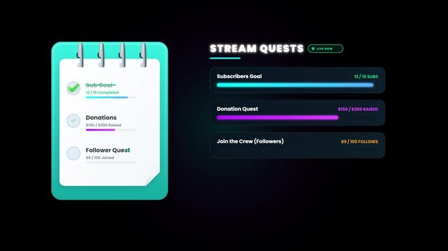 Stream goals and challenges on a digital notepad