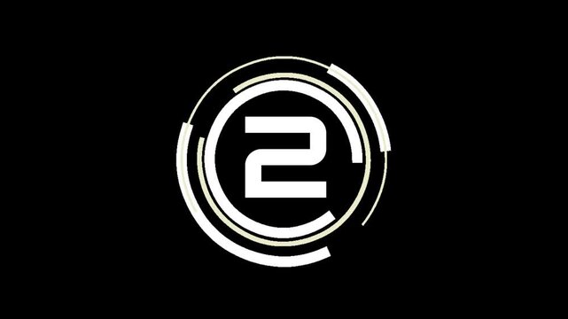 Sci-Fi 5 Second HUD Digital Countdown Timer Animation with High Tech Rotating Segmented Rings and Futuristic Typography on Solid Black Background