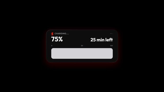 Animated battery charging icons with percentage display