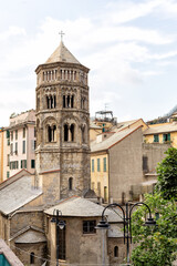 Obraz premium Bell tower of the historic basilica San Donato, Genoa