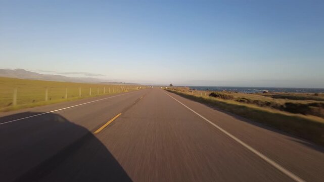 Big Sur Pacific Coast Highway Southbound 9 San Simeon to Morro Bay 02 Front View MultiCam Driving Plate California USA