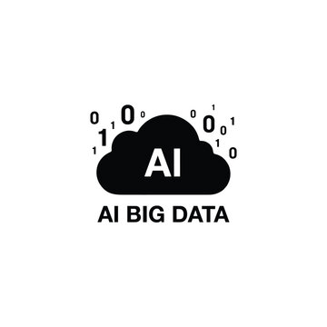 Artificial intelligence cloud silhouette with binary code against a white background for data science concepts machine learning deep big