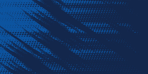 Naklejka premium blue color pattern gradient grunge texture background. Dots pop art comics sport style vector illustration Abstract background dark blue with grunge speed lines modern corporate concept vector