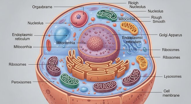 Colored Animal Cell Diagram with Organelles