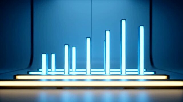 Glowing blue light installation display.