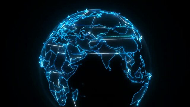 Glowing Blue World Map Connections.
