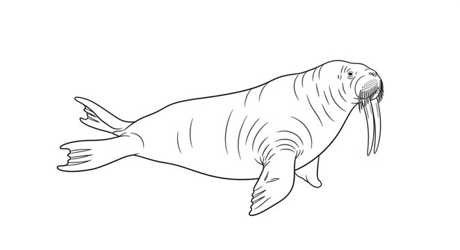 Walrus Swimming in Water.