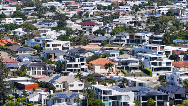 Aerial View of Dense Suburban Housing in Gold Coast Australia