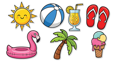 Summer vacation icons and objects. © Ria