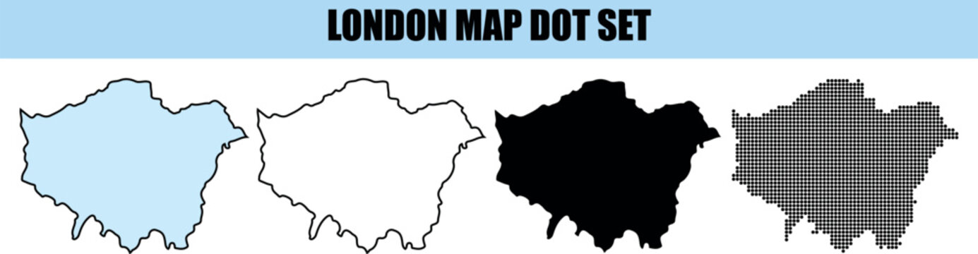 London map dot set various style maps for design