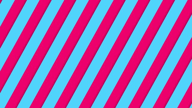 Abstract background with diagonal stripes in pink and blue colors, animated pattern, seamless looped background