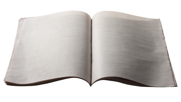 Open blank notebook with lined pages, isolated on transparent background