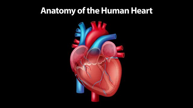 Anatomical Diagram of the Human Heart with Blood Flow Labels