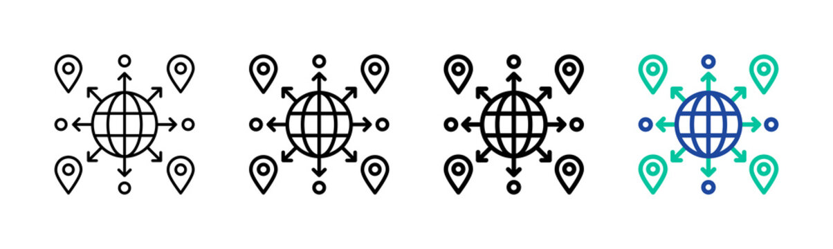 Distribution Network Icon Collection Different Style Outline