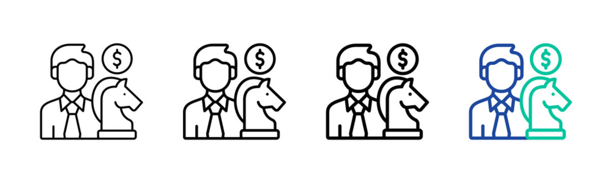 Profit Strategy Icon Collection Different Style Outline