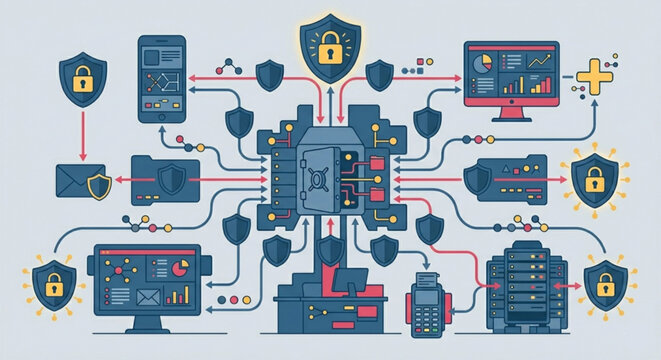 Protected Digital Banking Network with Secure Pathways and Multi Layered Cybersecurity Shields