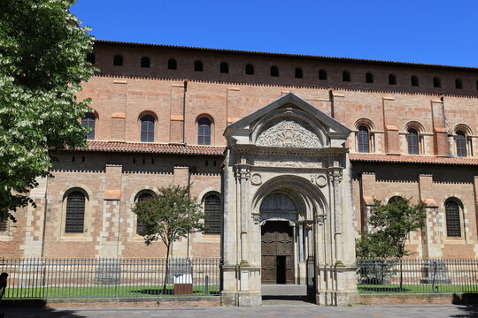 Main entrance of the Basilica of Saint-Sernin in the French city Toulouse  