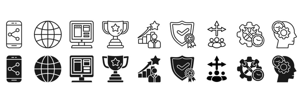ORM icon set. Browser and winner symbol