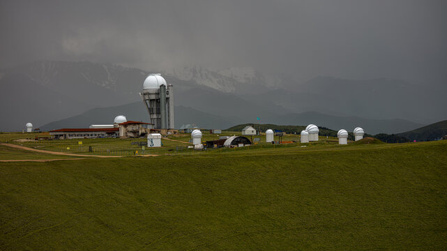 Landscape Kazachstan, ASSI. water, green, clubs, observatory, river, stream, 