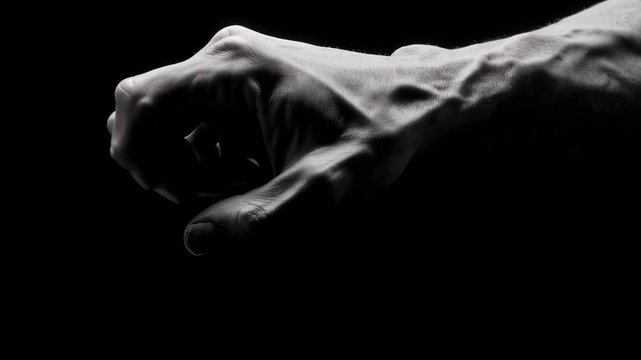 Cadaver Hand Motion Sequence in Dramatic Shadow and Light Slow Clench
