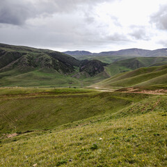 Obraz premium Landscape Kazachstan, ASSI. water, green, clubs, observatory, river, stream, 