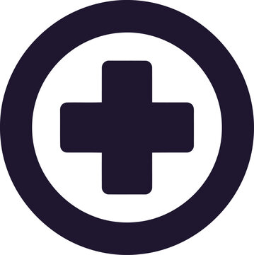 Medical Cross Symbol in Circle Isolated on White Background